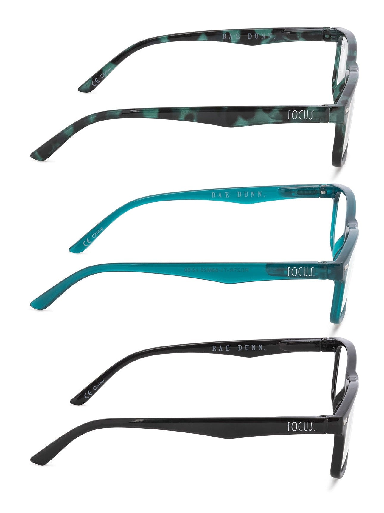 LOU 3-Pack Premium Reading Glasses with "FOCUS" Signature Font - Rae Dunn Wear