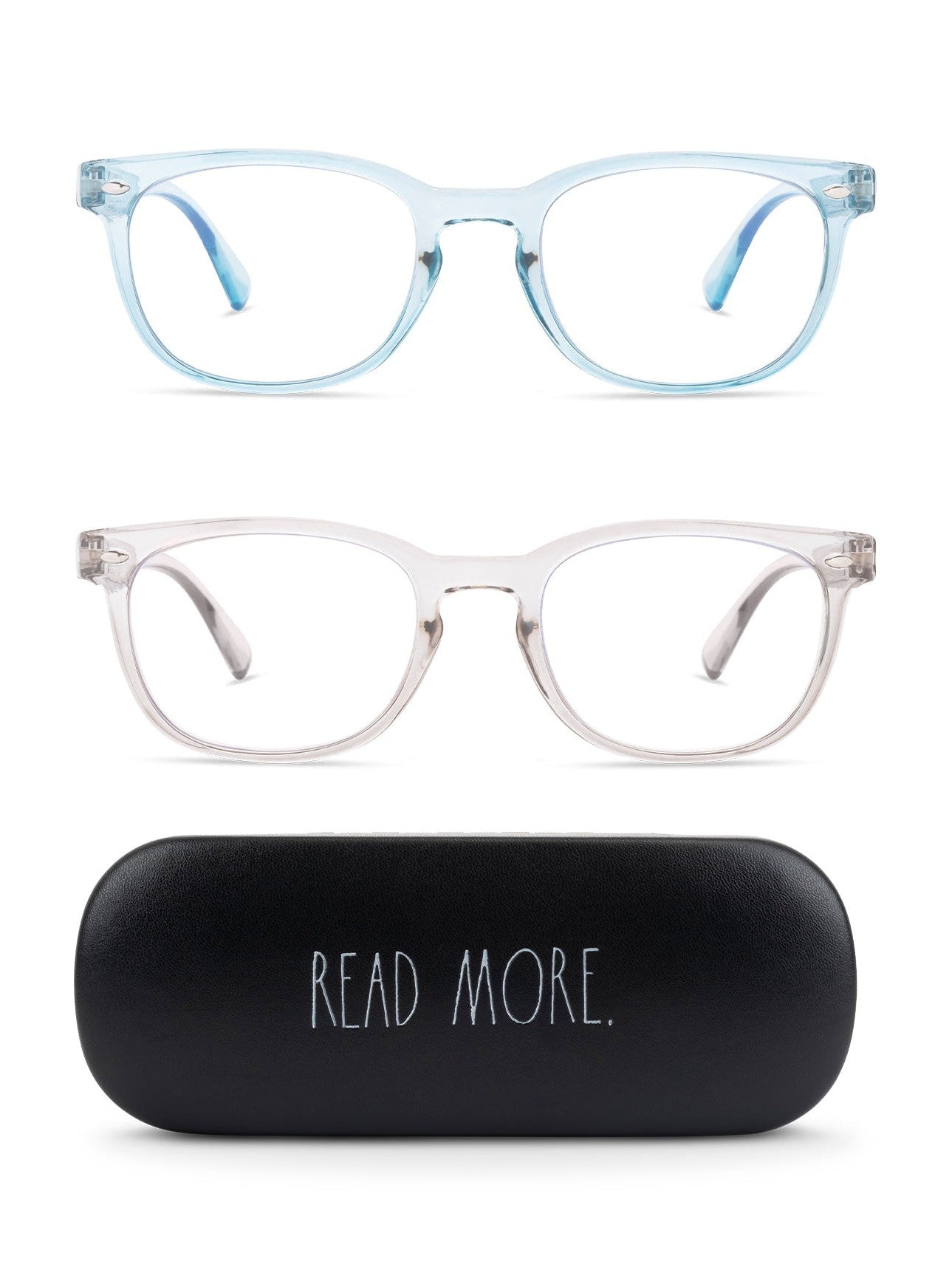 JUDY 2-Pack Blue Light Blocking Reading Glasses with "READ MORE" Signature Font Hard Case - Rae Dunn Wear