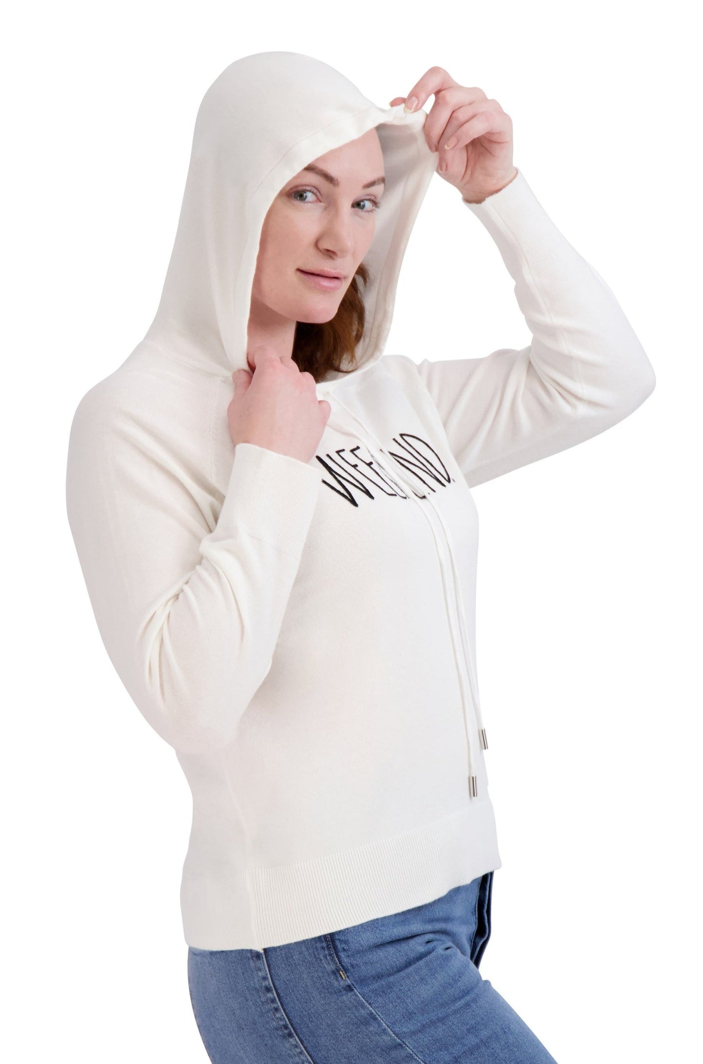 Women's "WEEKEND" Knit Pullover Hoodie - Rae Dunn Wear