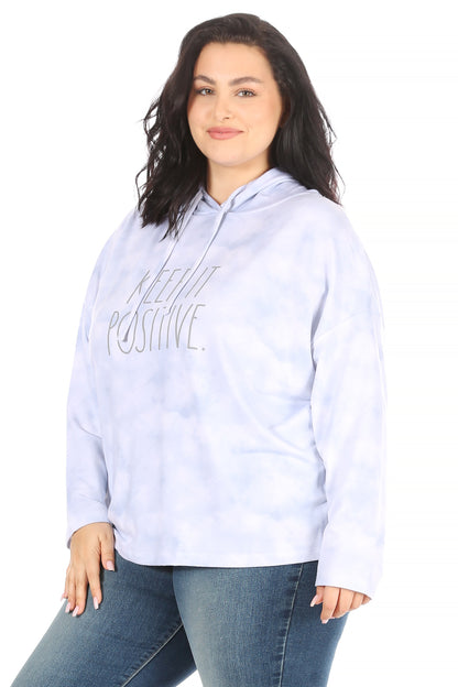 Women's "KEEP IT POSITIVE" Plus Size Slim Fit Pullover Fashion Hoodie - Rae Dunn Wear