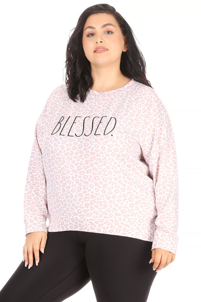 Women's "BLESSED" Plus Size Studio Raglan Sweatshirt - Rae Dunn Wear