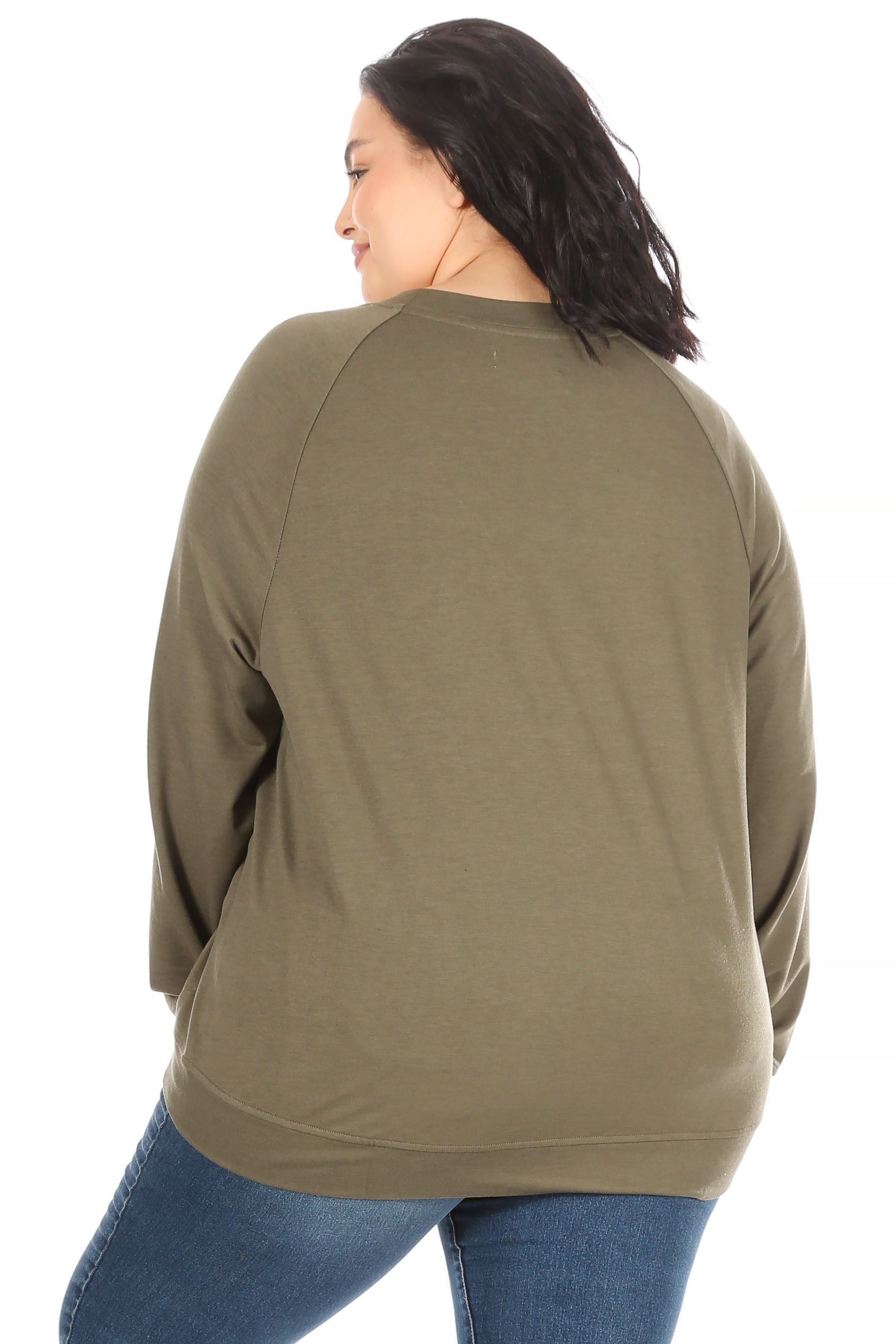 Women's "DAY OFF" Plus Size Studio Raglan Sweatshirt - Rae Dunn Wear