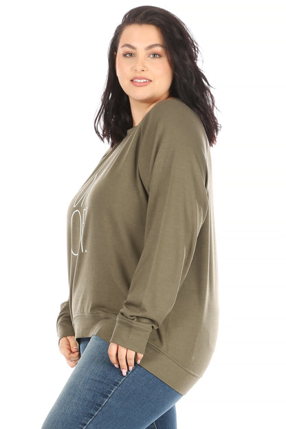 Women's "DAY OFF" Plus Size Studio Raglan Sweatshirt - Rae Dunn Wear