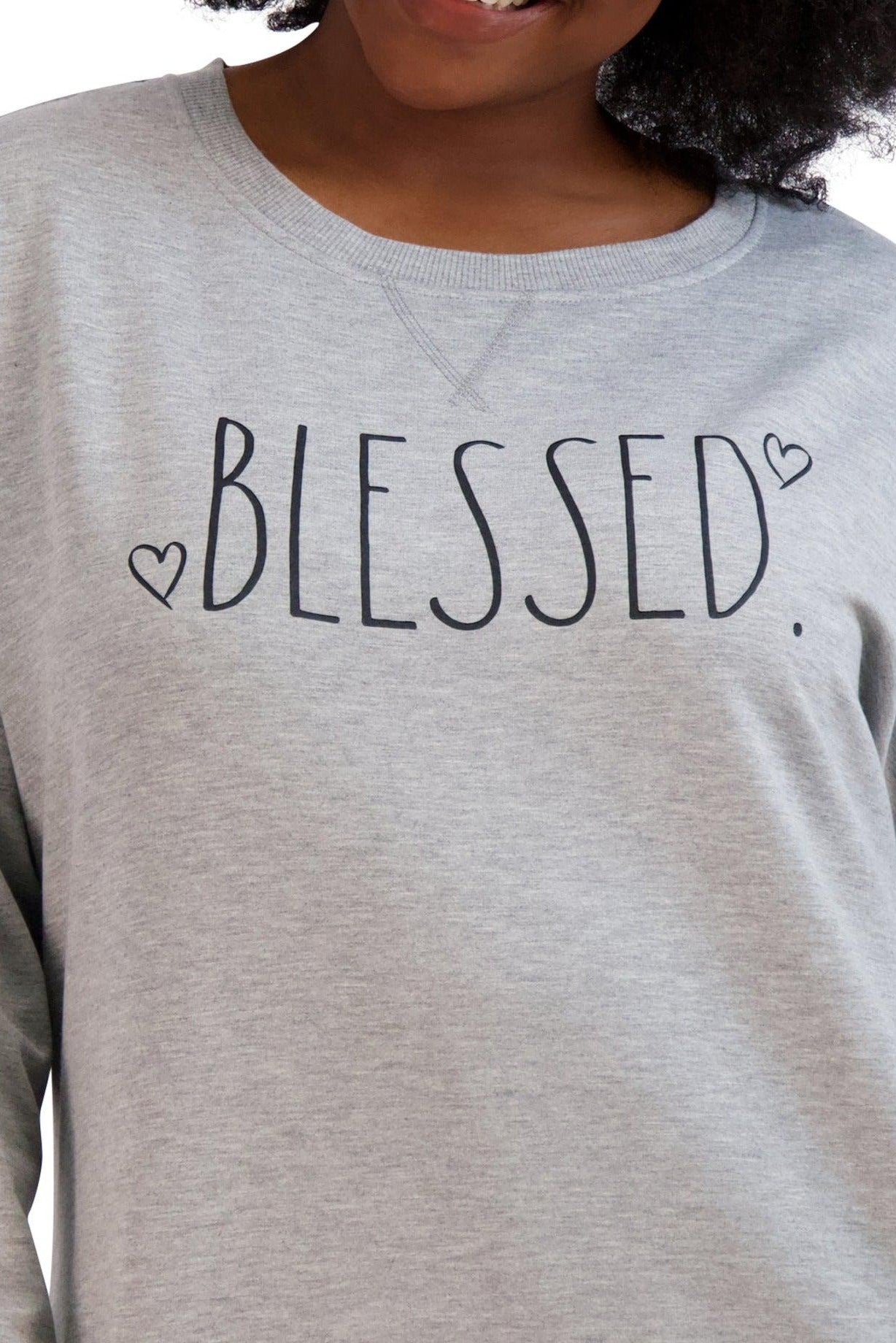 Women's Plus Size "BLESSED" HiLo Pullover Sweatshirt - Rae Dunn Wear