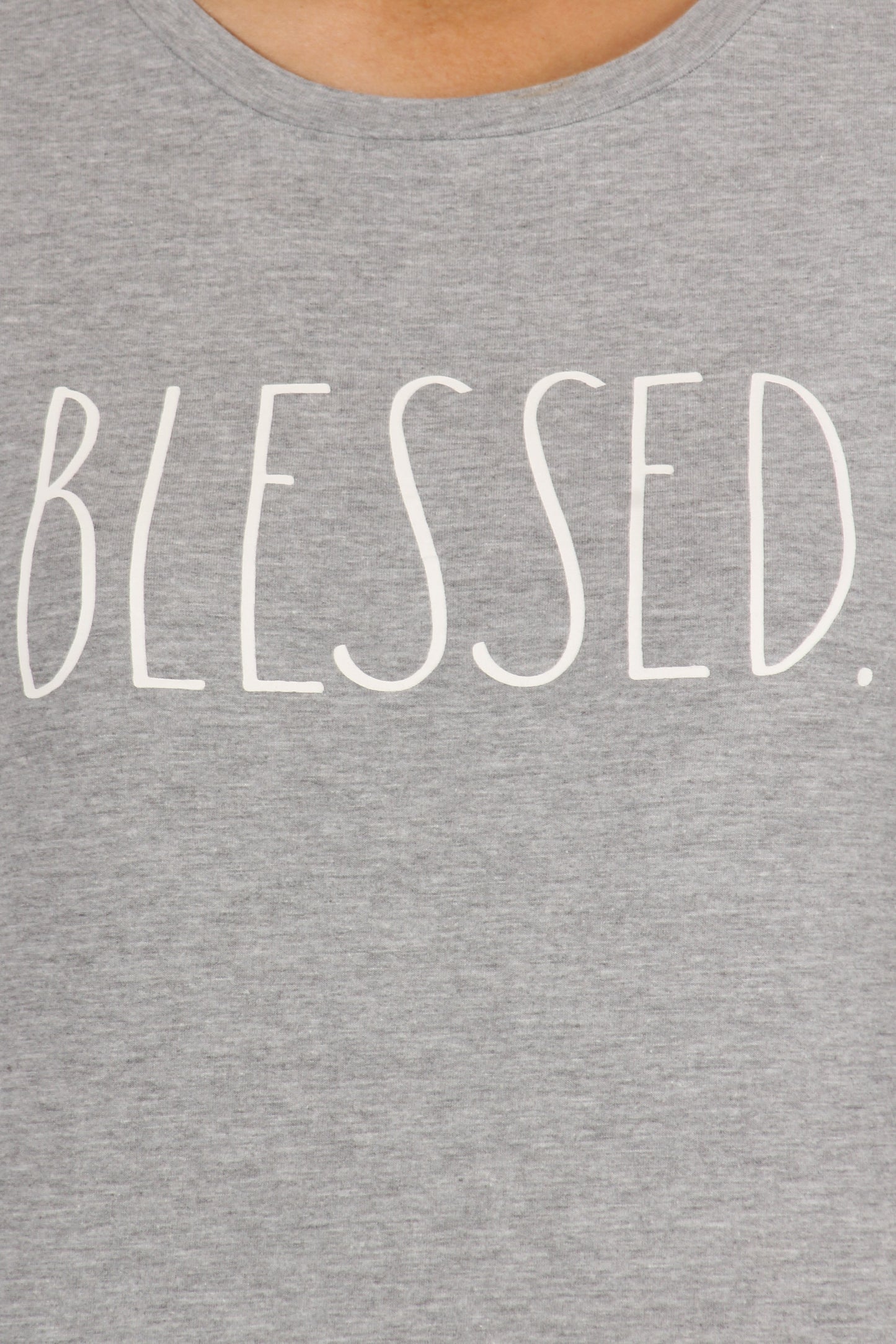 Women's "BLESSED" Short Sleeve Shirttail Hem T-Shirt - Rae Dunn Wear