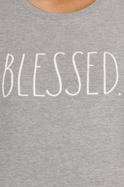 Women's "BLESSED" Short Sleeve Shirttail Hem T-Shirt - Rae Dunn Wear