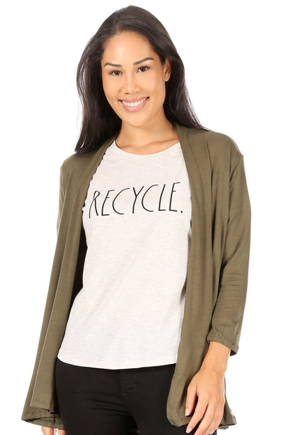 Women's "RECYCLE" Short Sleeve Shirttail Hem T-Shirt - Rae Dunn Wear