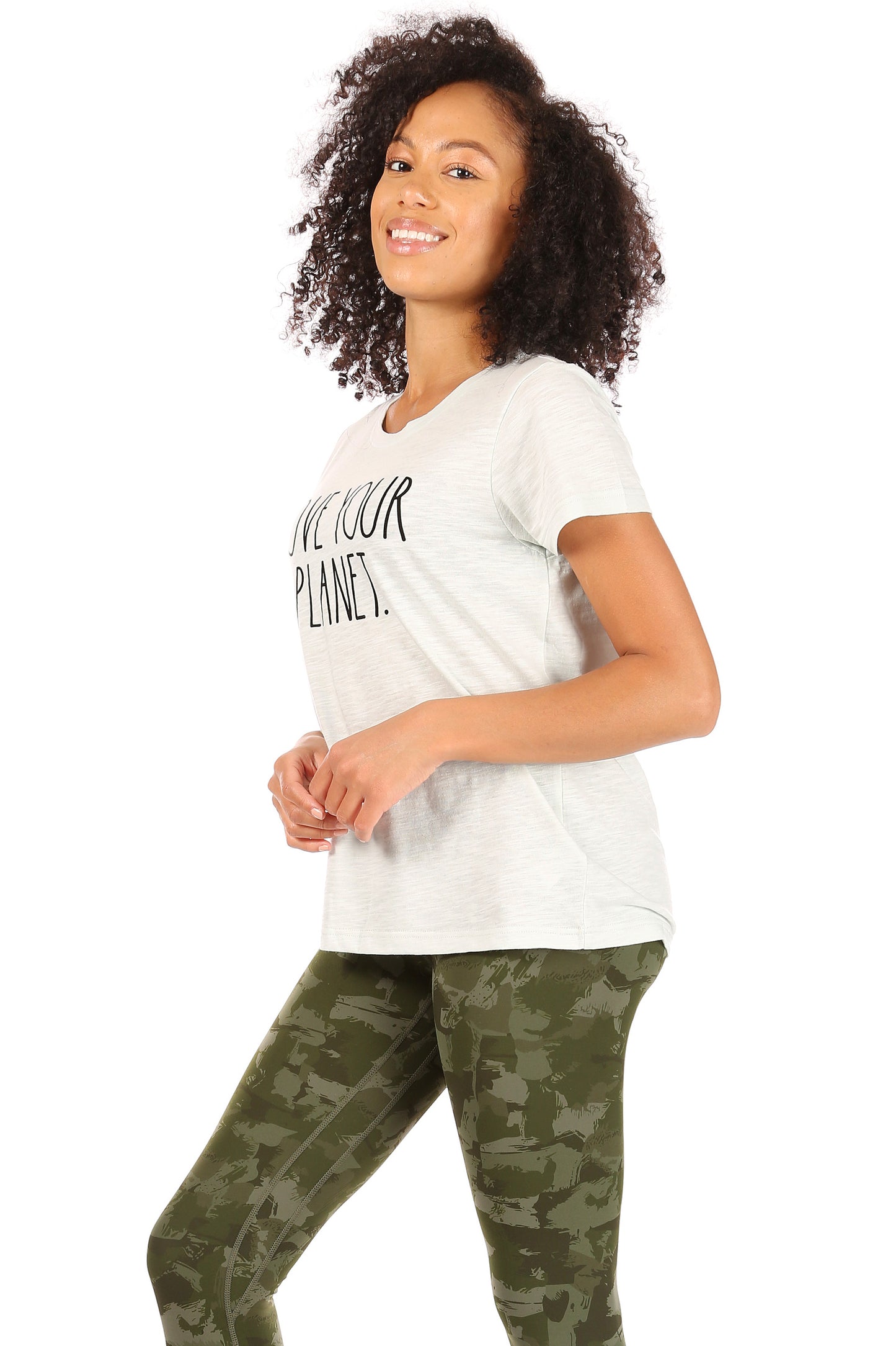 Women's "LOVE YOUR PLANET" Short Sleeve Classic Slub T-Shirt - Rae Dunn Wear