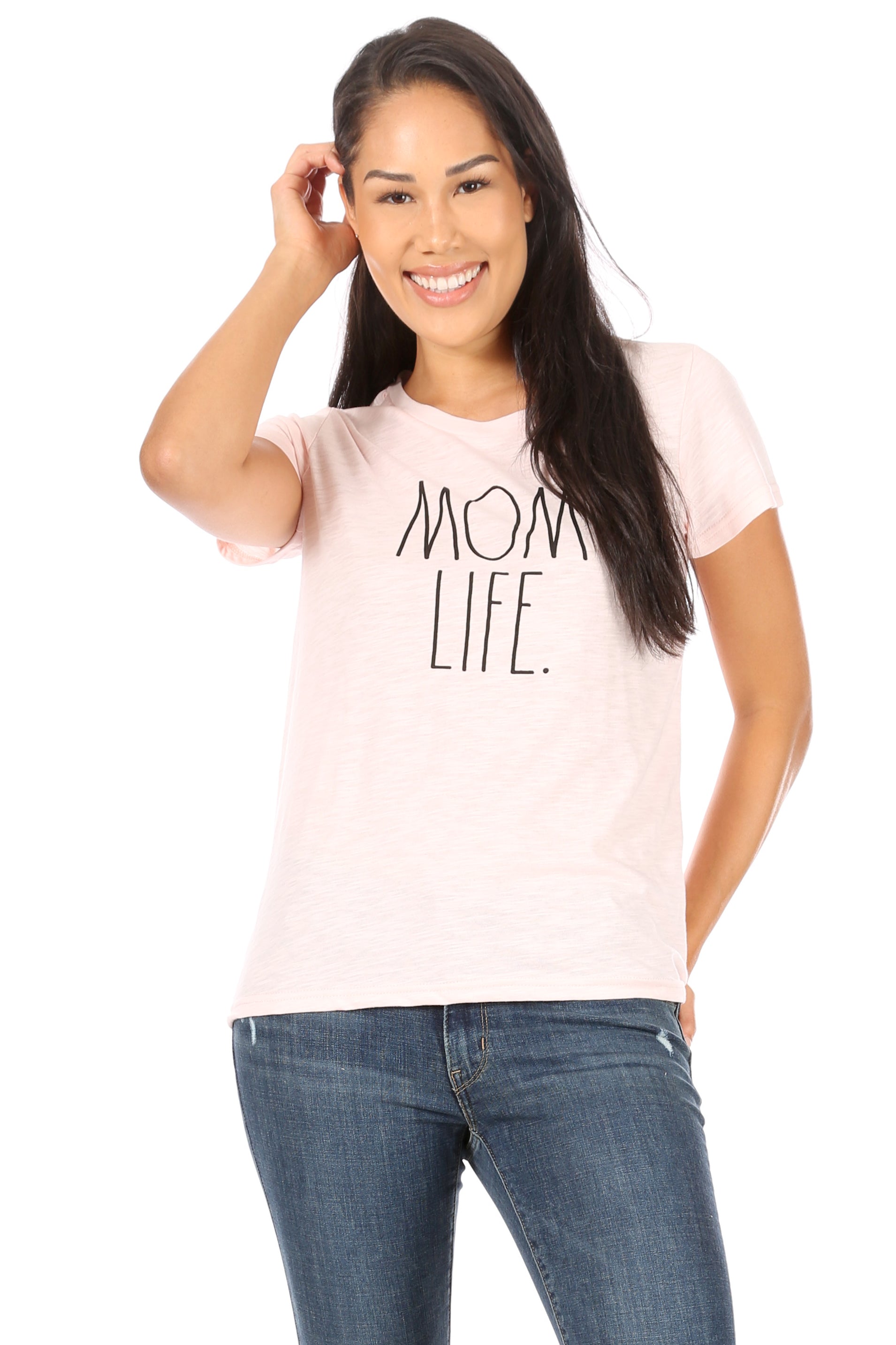 Women's "MOM LIFE" Short Sleeve Classic Slub T-Shirt - Rae Dunn Wear