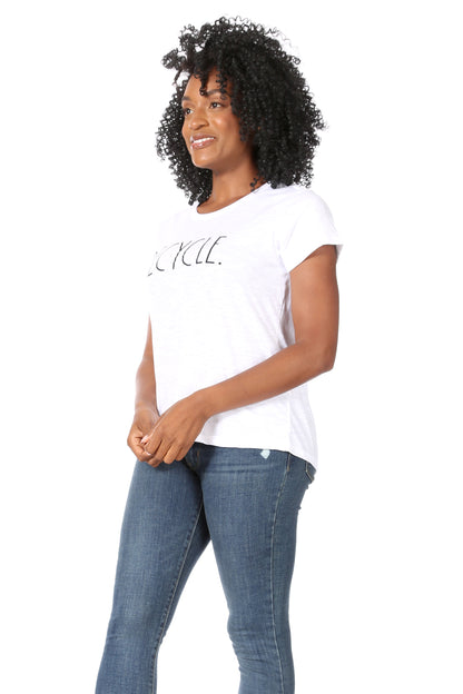 Women's "RECYCLE" Short Sleeve Classic Slub T-Shirt - Rae Dunn Wear