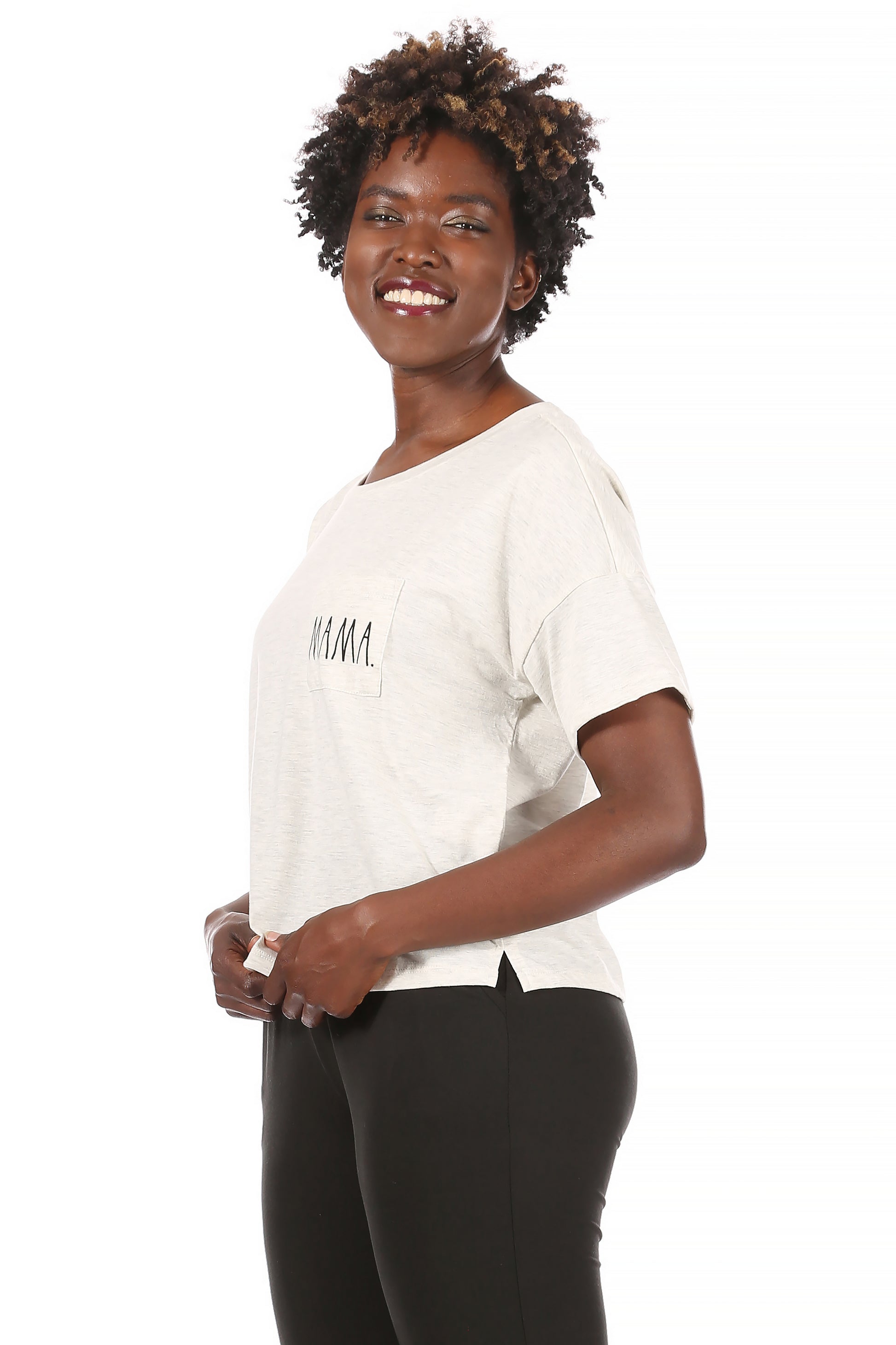 Women's "MAMA" Short Sleeve Boxy T-Shirt with Pocket - Rae Dunn Wear