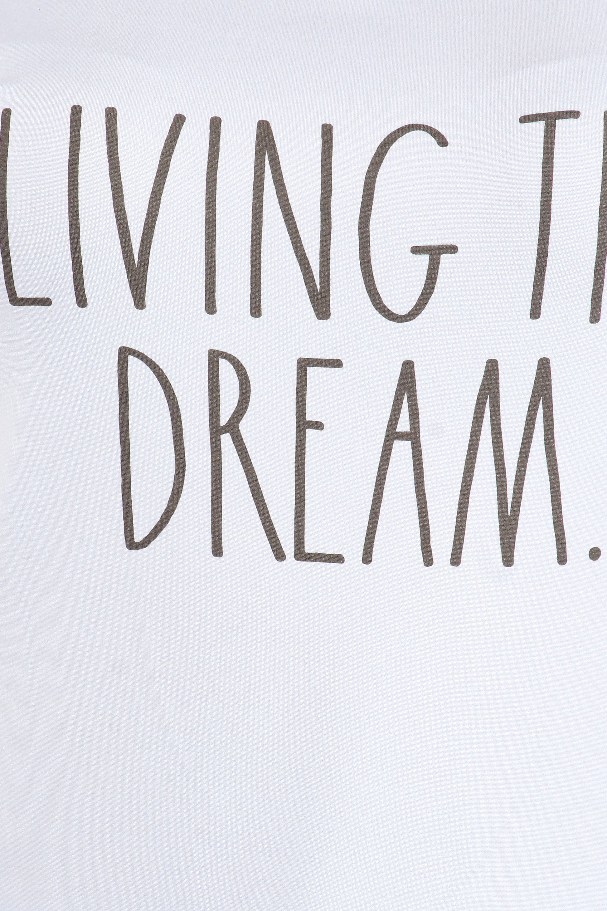 Women's "LIVING THE DREAM" Short Sleeve Side Slit Top and Short Pajama Set - Rae Dunn Wear