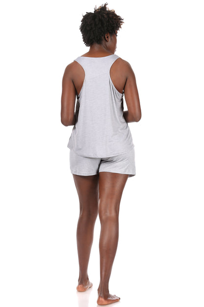 Women's "THINK HAPPY" Tank and Shorts Pajama Set - Rae Dunn Wear