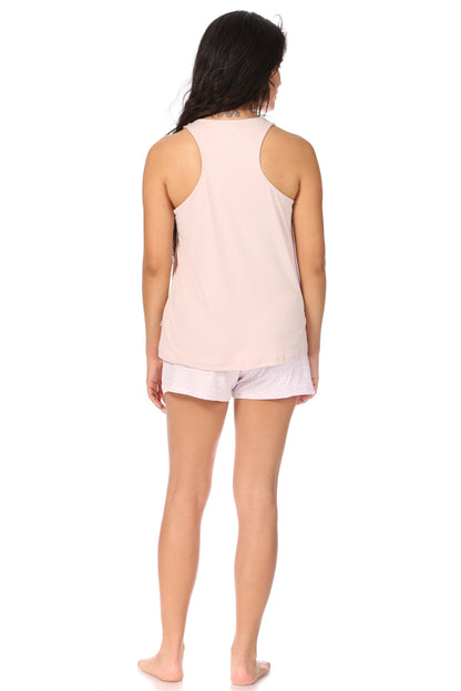 Women's "LET ME SLEEP" Tank and Drawstring Shorts Pajama Set - Rae Dunn Wear