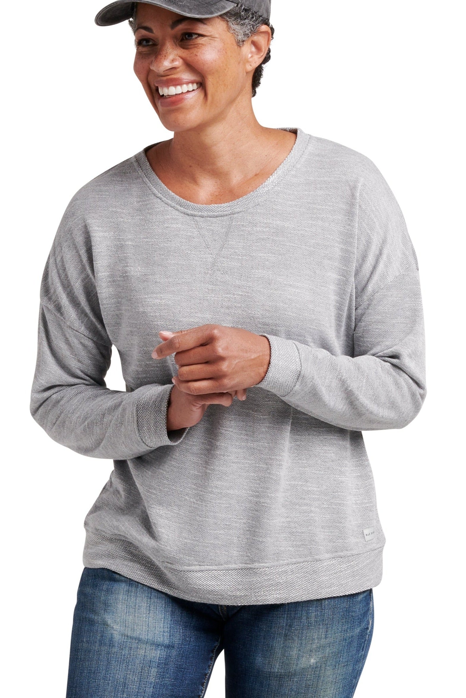 Women's Knit Terry Pullover Sweatshirt - Rae Dunn Wear