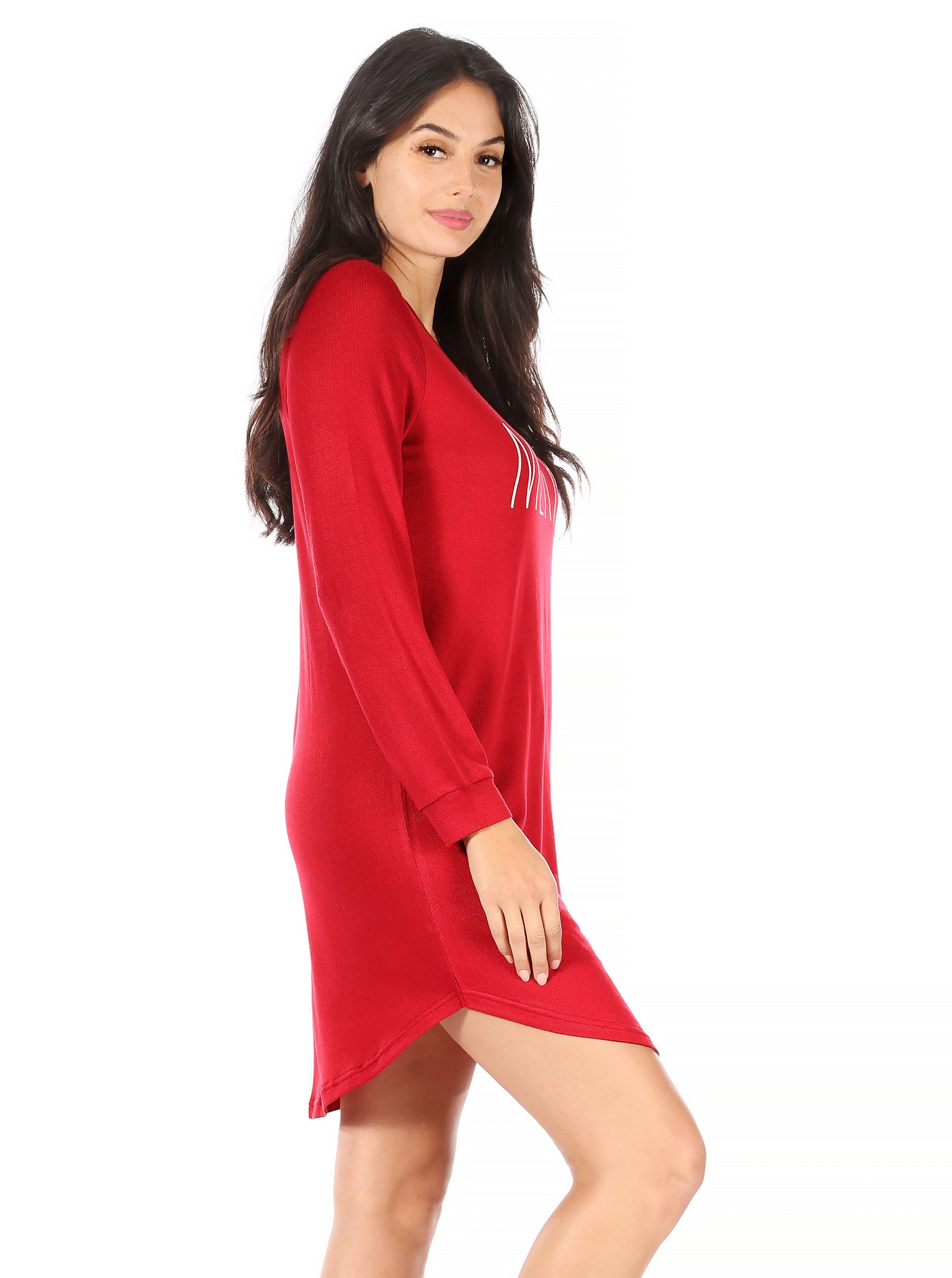 Women's "MERRY" Hacci Long Sleeve Holiday Nightshirt - Rae Dunn Wear