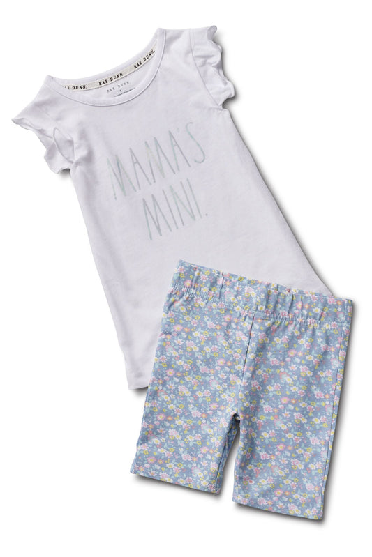 Girls "MAMA'S MINI" Ruffle Sleeve Tank and Elastic Waistband Short Set - Rae Dunn Wear